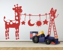 Cute Cats and cattle Wall Decal - Cute Cats with ladder Wall Sticker Nursery Vinyl - Cute Cats Sticker Animal Decals